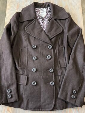 Vintage Anthropologie Tulle chocolate brown peacoat size Medium